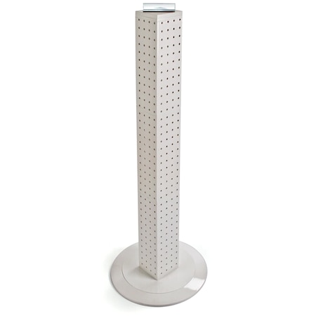 Azar Displays Four-sided 4"W x 36"H Pegboard Tower W/ Revolving 14.5" Base 700223-WHT